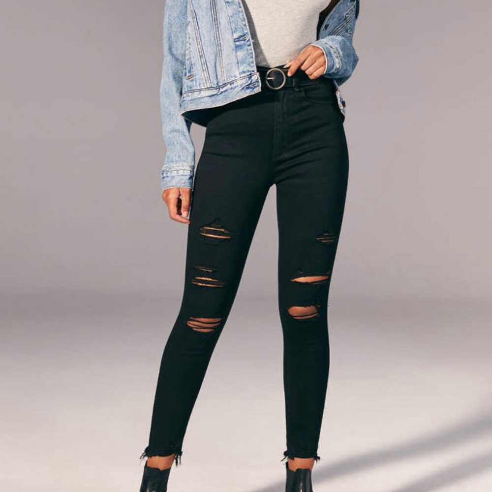 Ripped Ultra High Rise Super Skinny Ankle Jeans